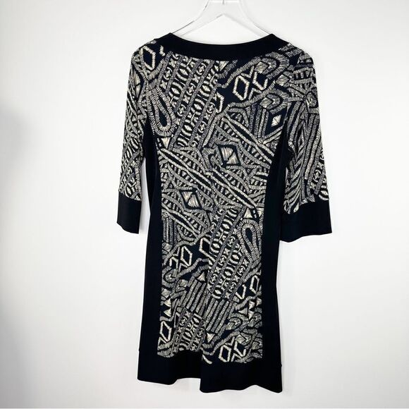 Papillon Black & White Mixed Pattern 3/4 Sleeve Dress Size - Picture 7 of 7